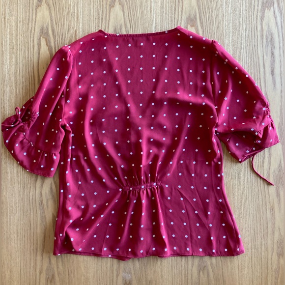 Madewell Polka Dot Daylight Tie Sleeve Top - Size 0 - Picture 6 of 10